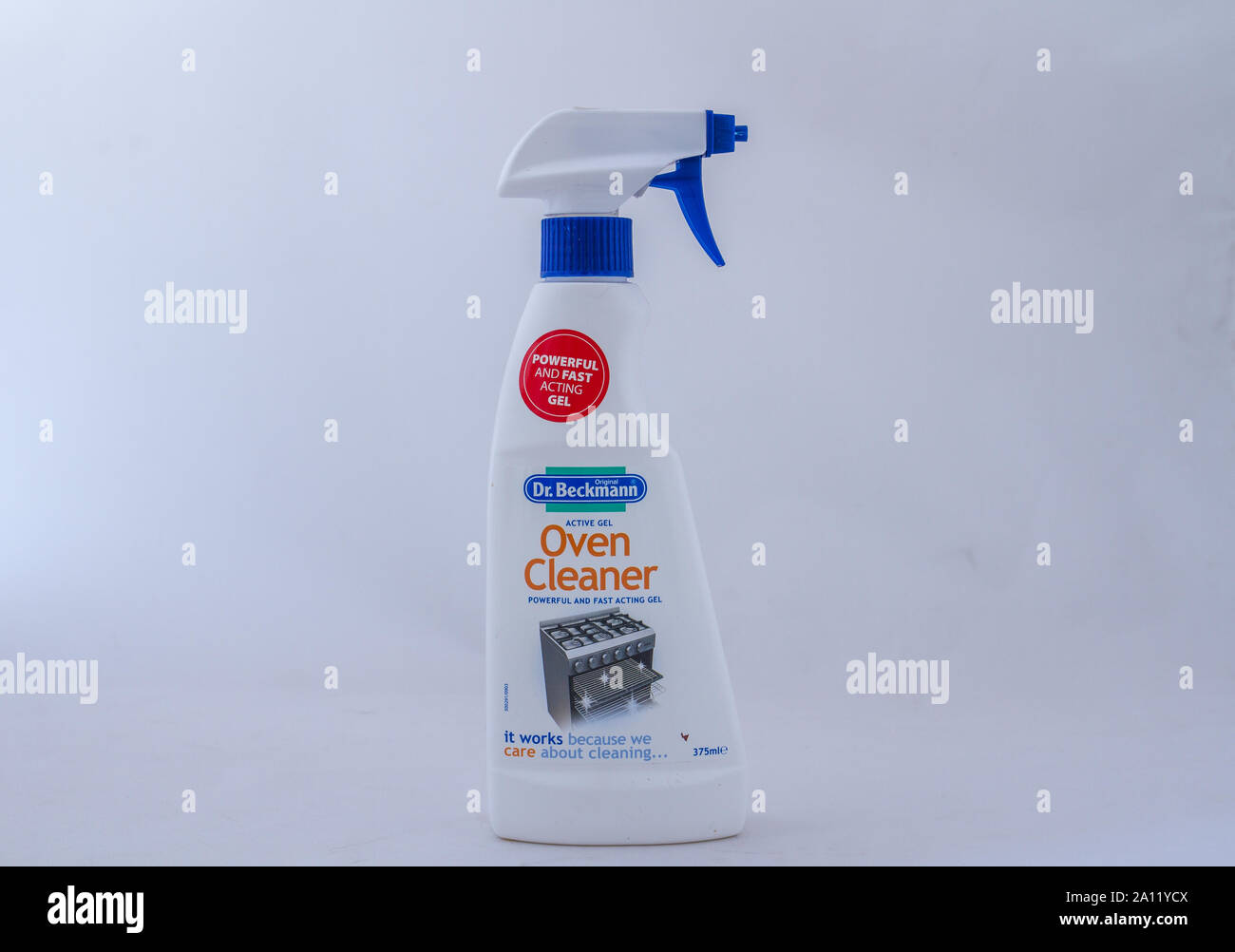 Alberton, South Africa - a bottle of Dr.Beckmann domestic oven cleaner isolated on white background image with space in horizontal format Photo - Alamy