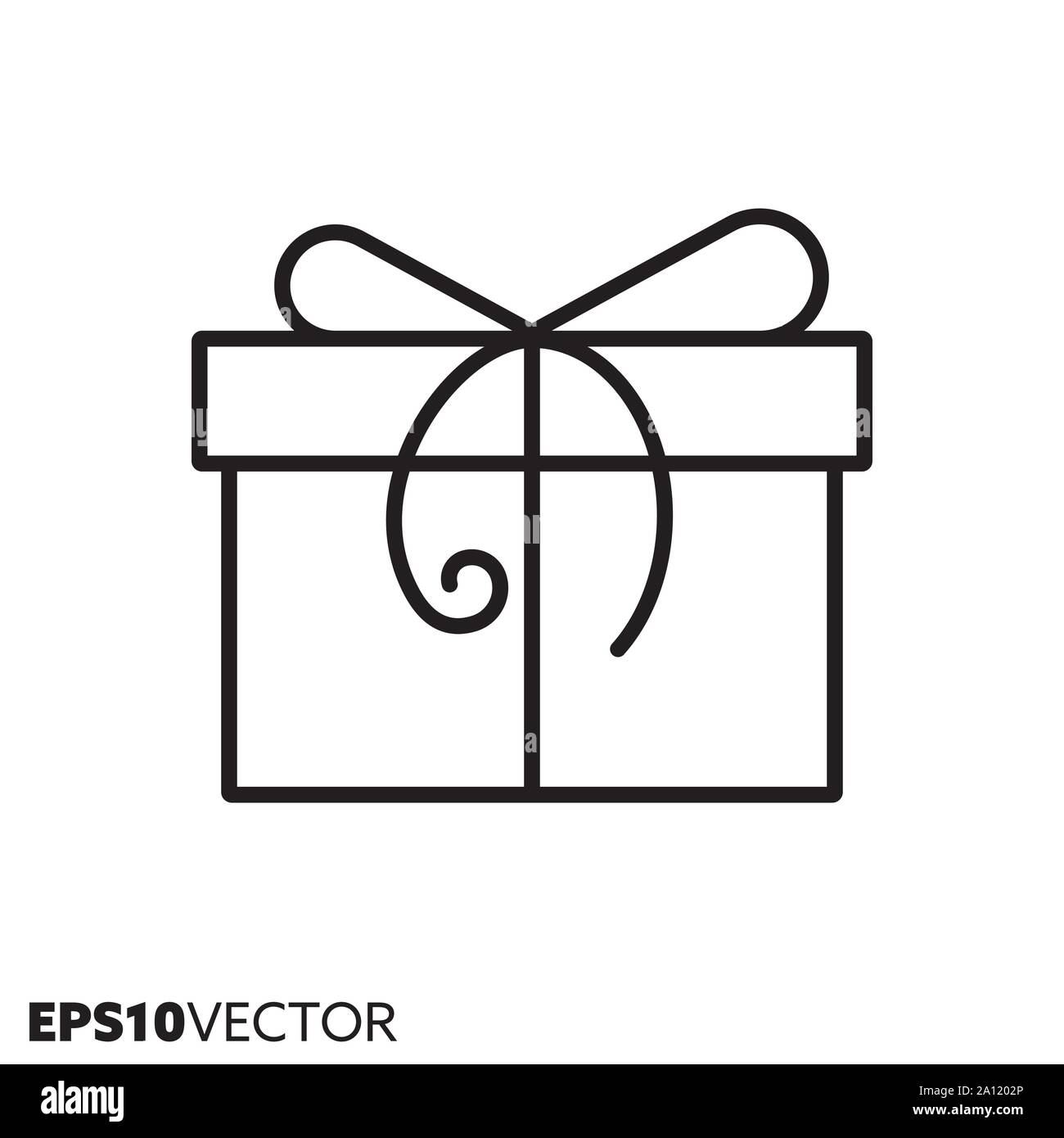 Christmas gift box with bow line icon. Outline symbol of holidays and ...