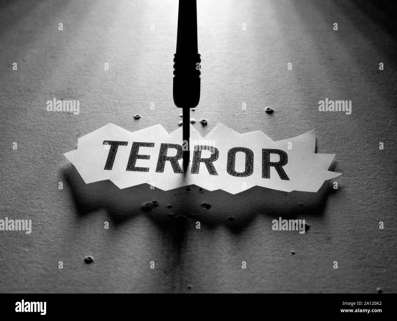 Close up of a Terror Tag implying fear and terror Stock Photo