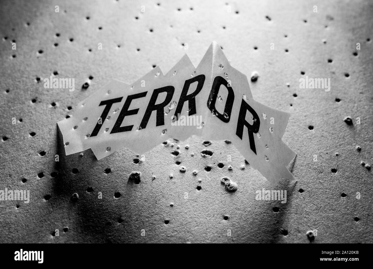 Close up of a Terror Tag implying fear and terror Stock Photo