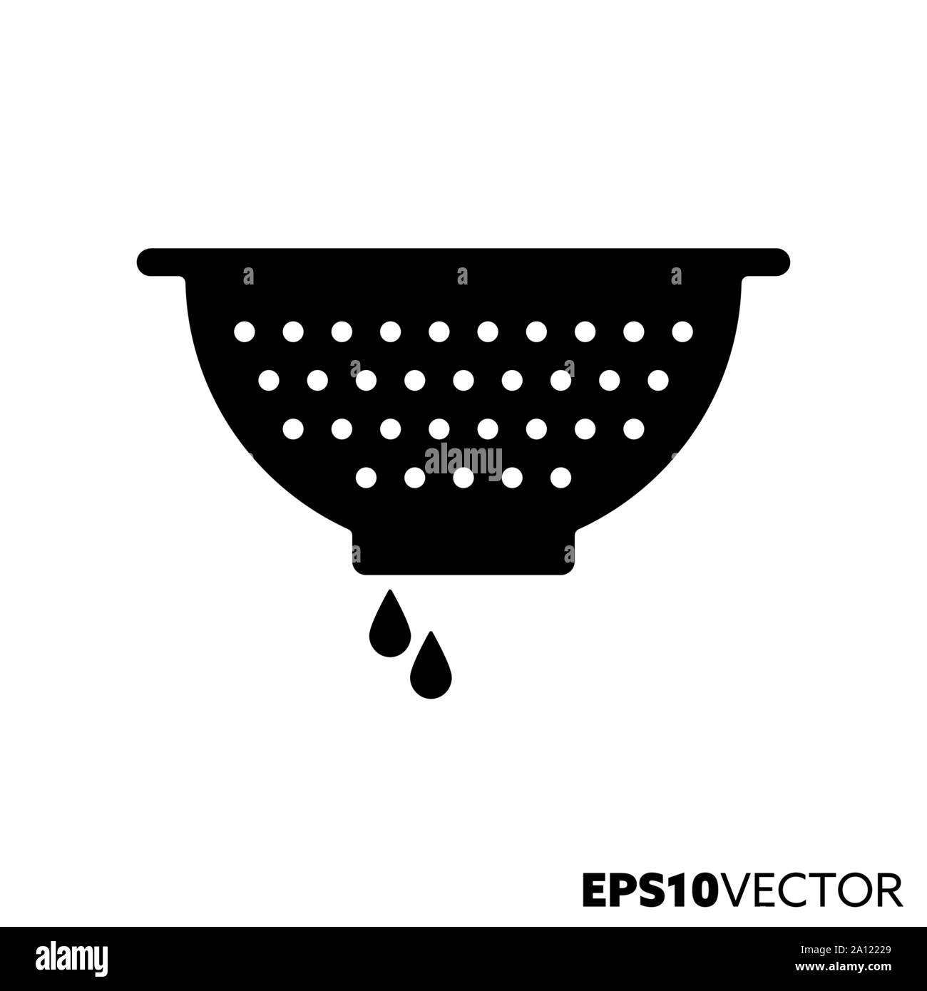 Colander glyph icon. Symbol of cooking utensils. Sieve flat vector