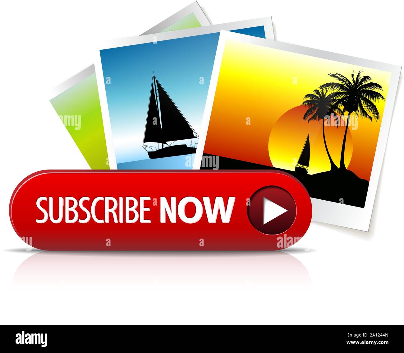 Big red subscribe now button with images for subscription Stock Vector ...