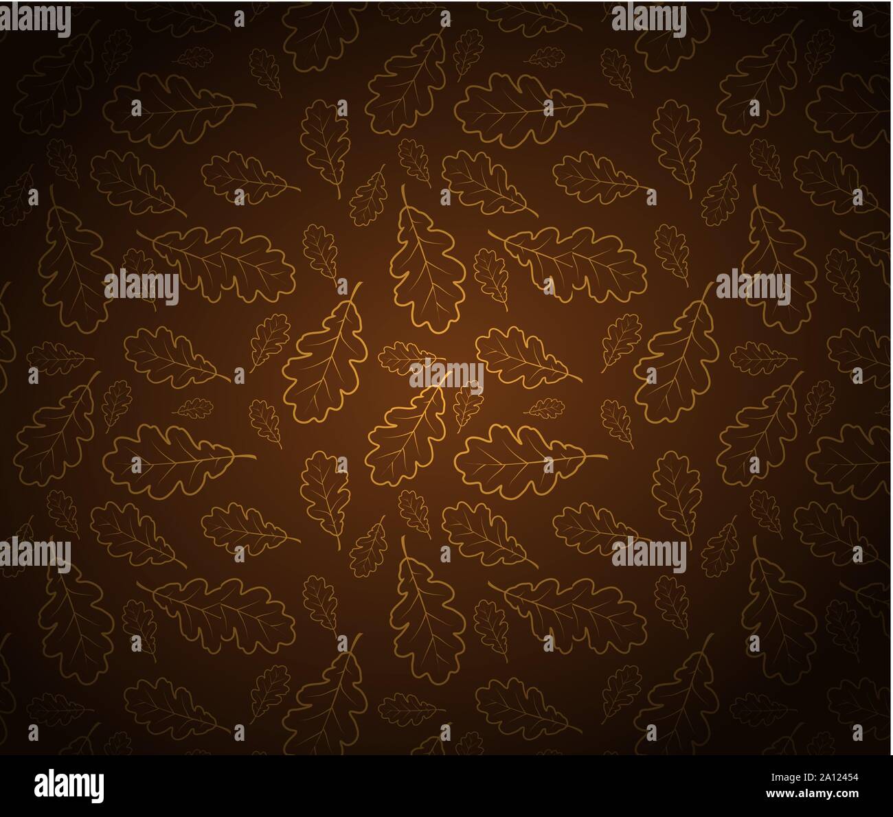 Oak leafs texture outline drawing - autumn background Stock Vector