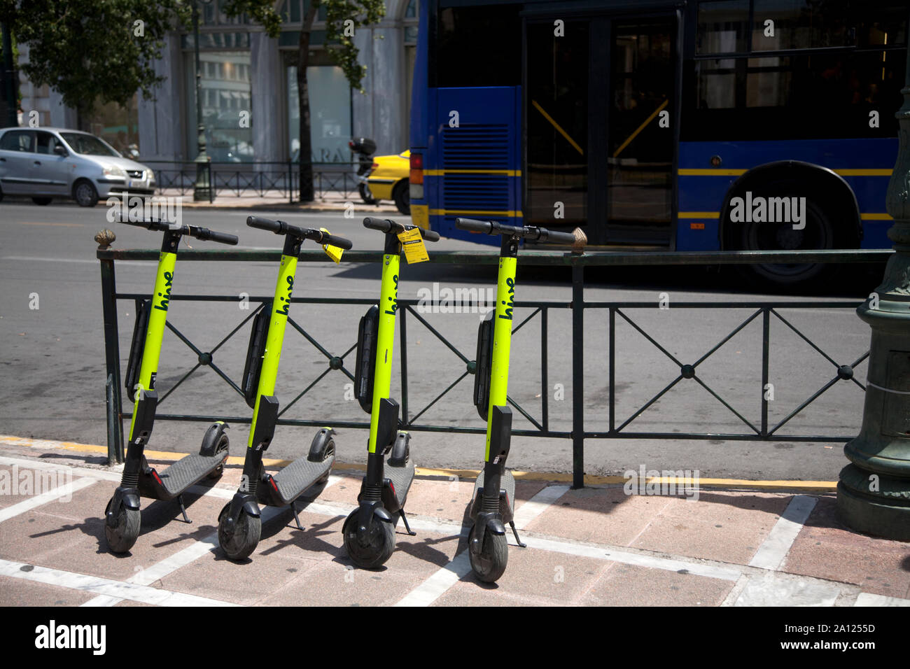 electric scooters for hire stadiou athens attica greece Stock Photo Alamy