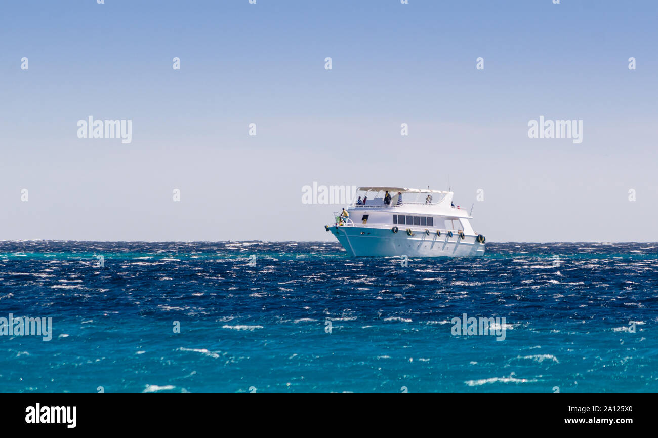 white pleasure boat in the Red Sea Stock Photo - Alamy