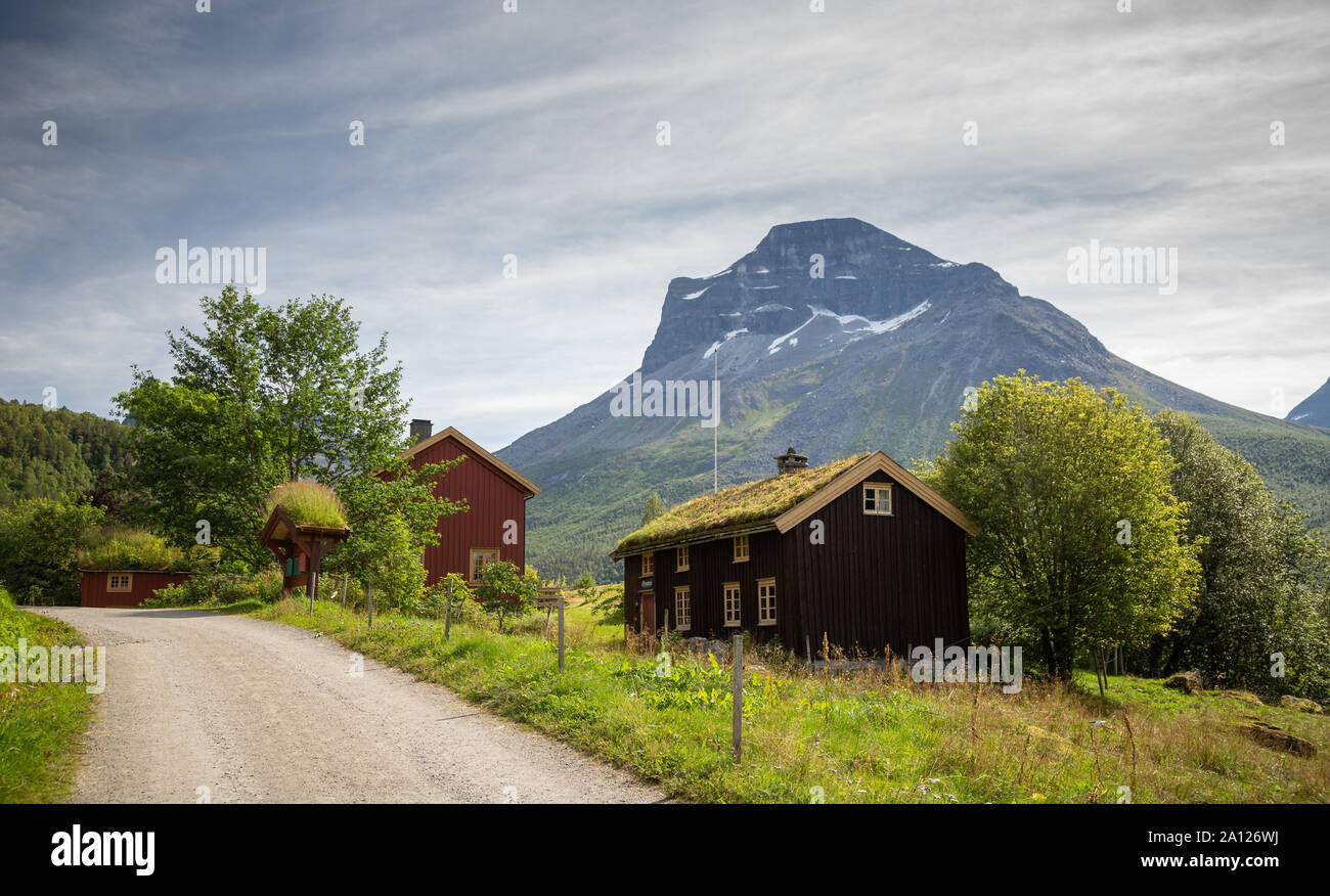 Summer time in rural areas of Viromdalen valley in Trollheimen mountains, norwegian national park. Stock Photo