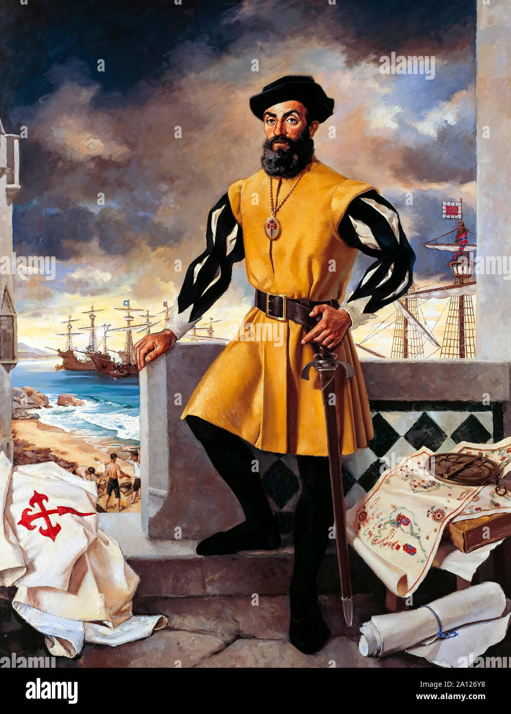 Ferdinand Magellan (1480-1521), Portuguese Explorer who headed the Spanish expedition to the East Indies from 1519 to 1522, resulting in the first circumnavigation of the Earth. Stock Photo