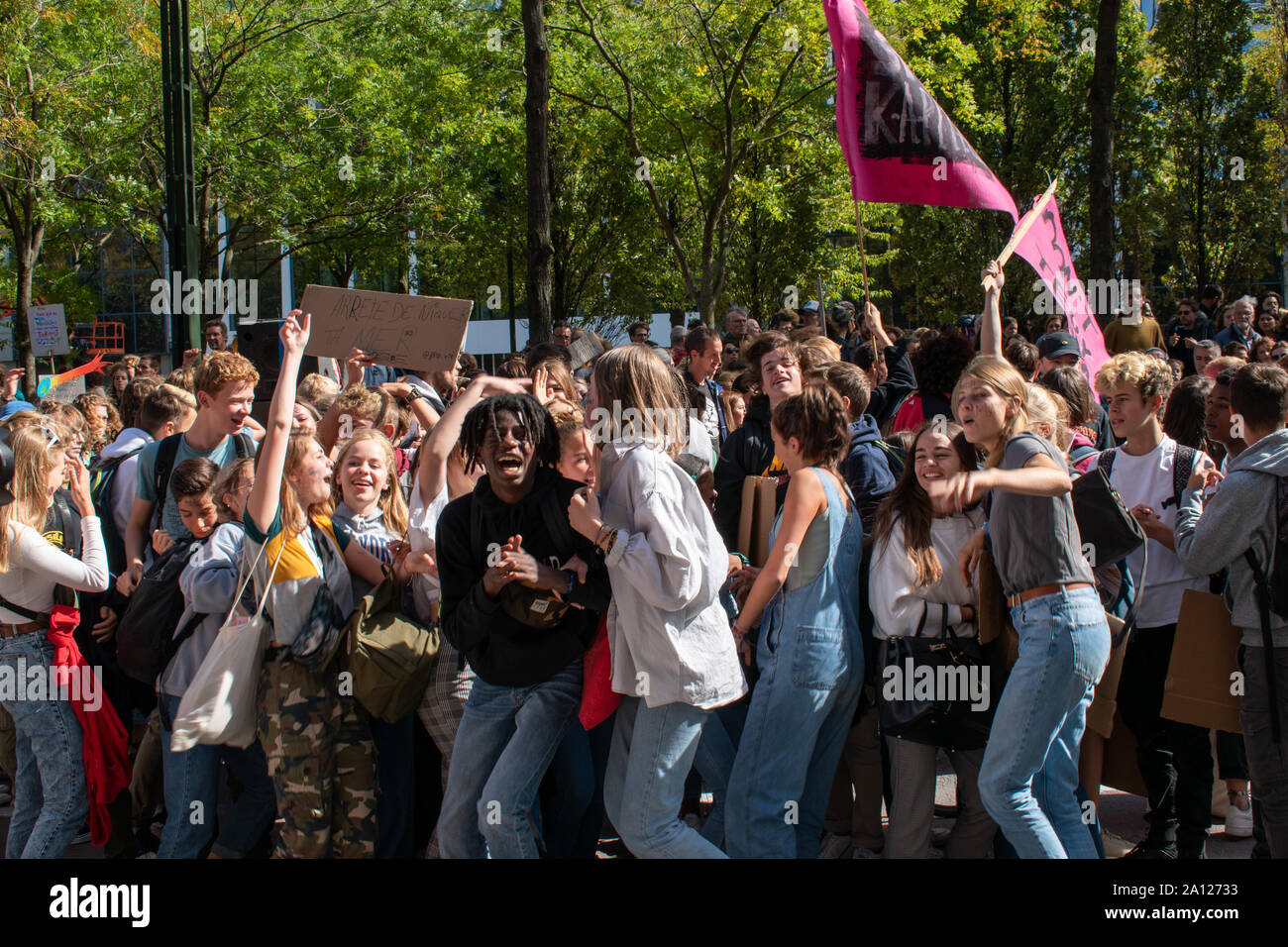 Global Climate March / Climate Strike / Protest in Brussels, Belgium, on Friday, 20 September 2019 Stock Photo