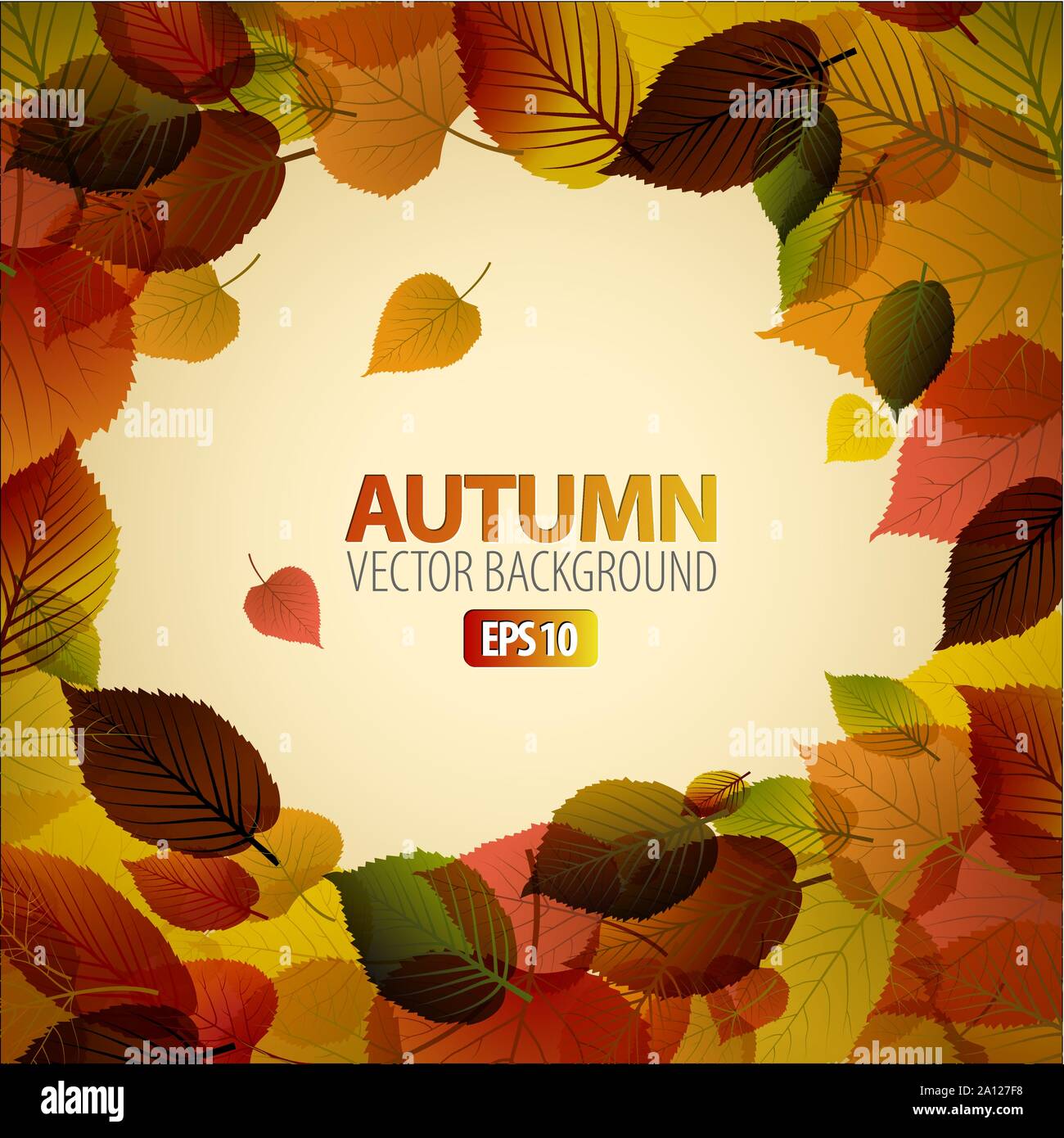 Vector Autumn abstract background with colorful leafs and place for ...