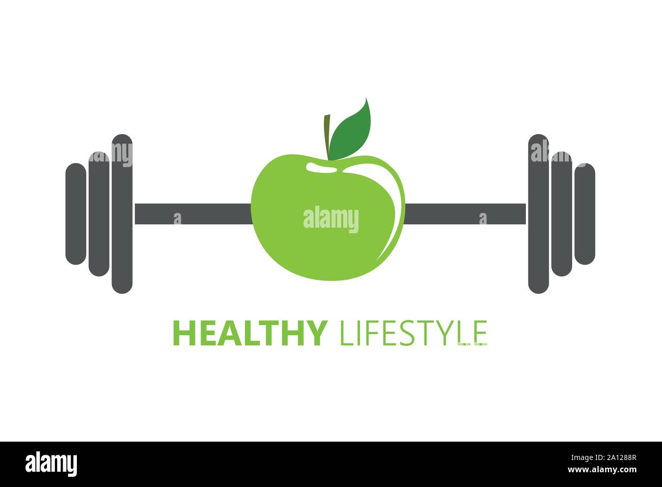 healthy lifestyle symbol with green apple and barbell vector illustration  EPS10 Stock Vector Image & Art - Alamy