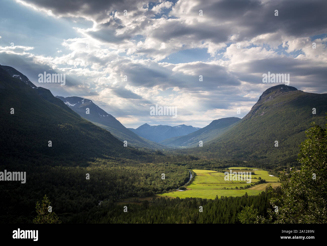 Summer time in rural areas of Viromdalen valley in Trollheimen mountains, norwegian national park. Stock Photo