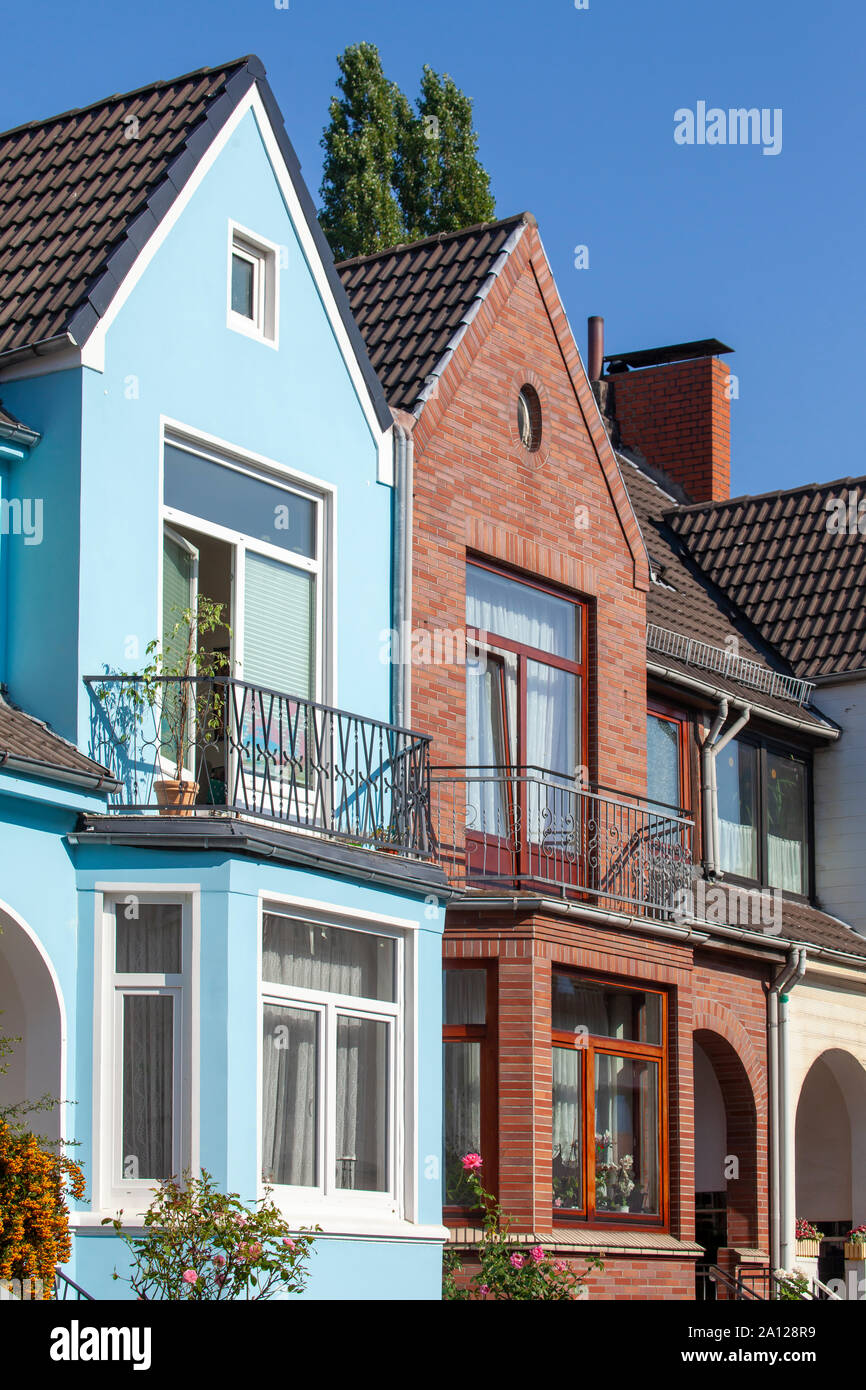 Row of houses, row houses, residential buildings, Neustadt, Bremen