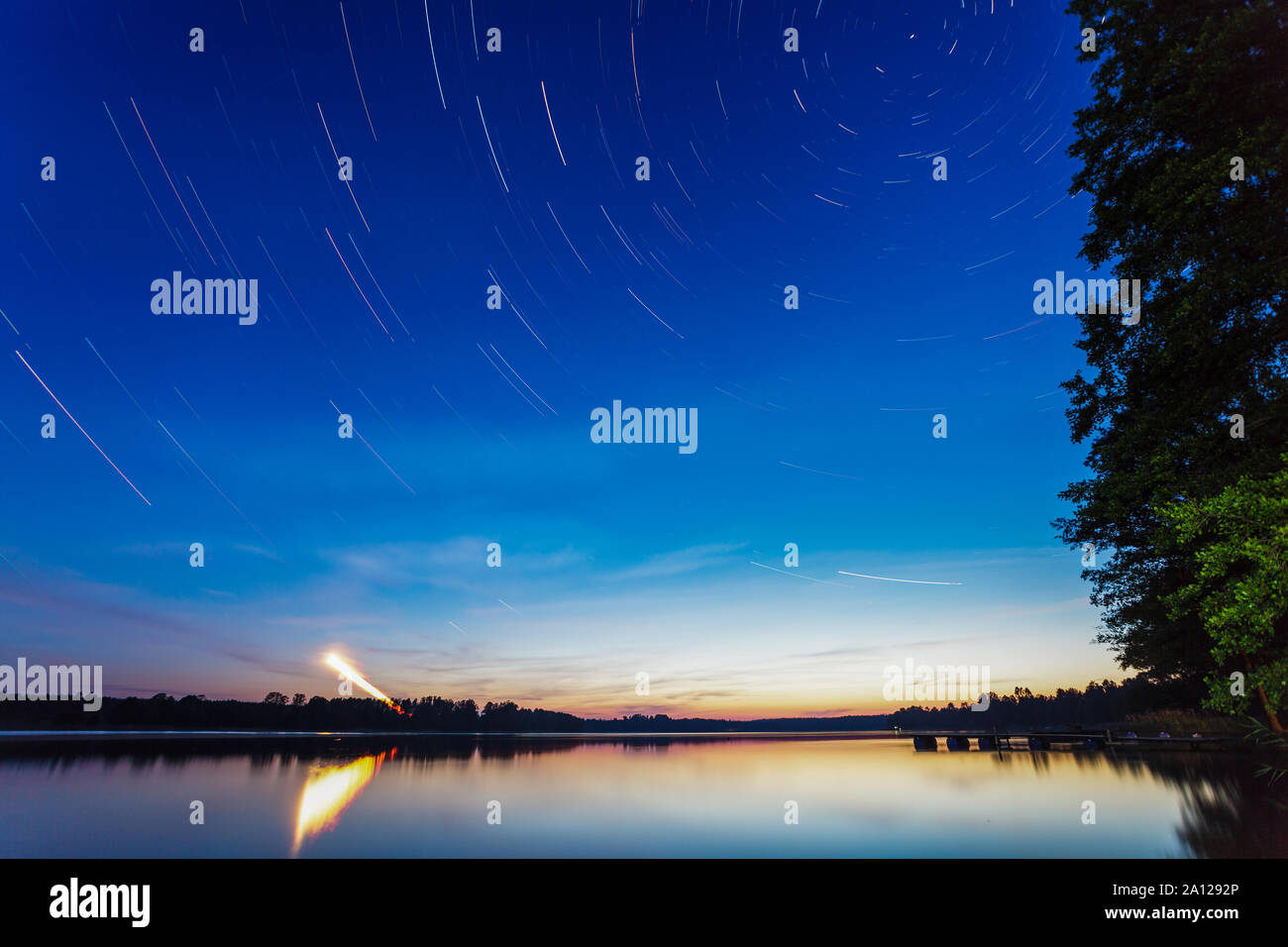 Night sky over the lake Stock Photo - Alamy