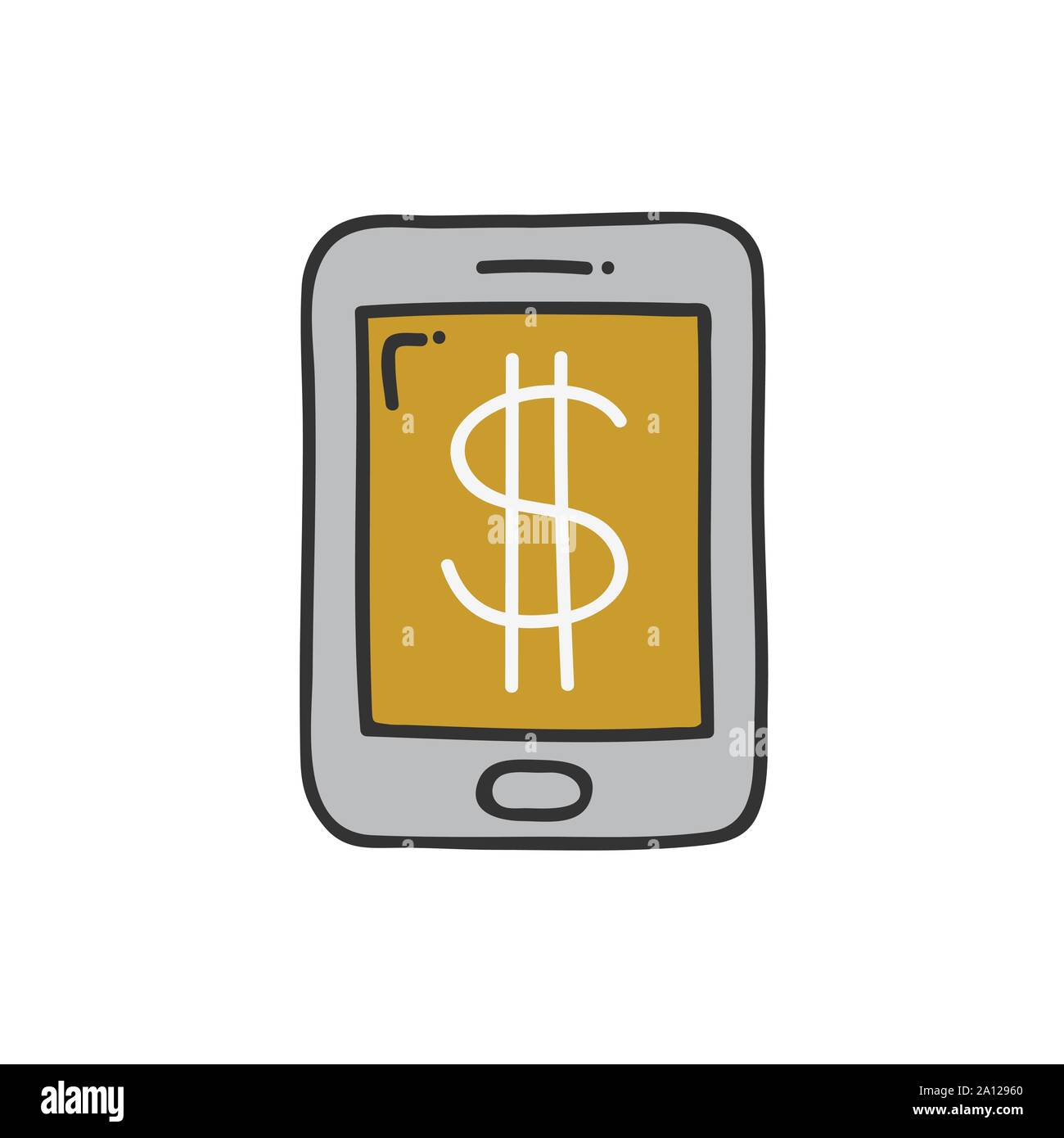 Mobile payment thin line icon isolated on white. Vector illustration Stock Vector