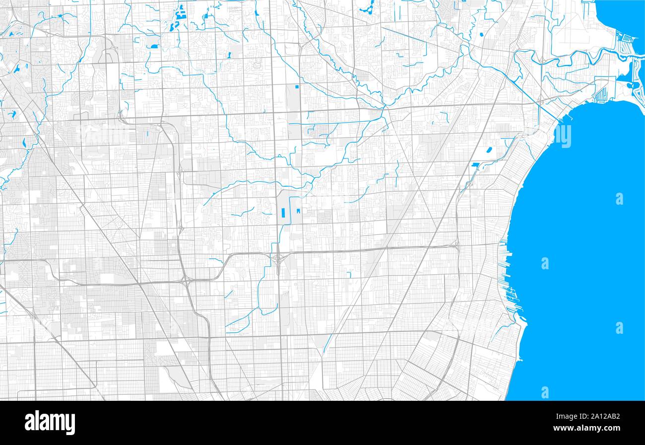 Rich detailed vector area map of Warren, Michigan, USA. Map template