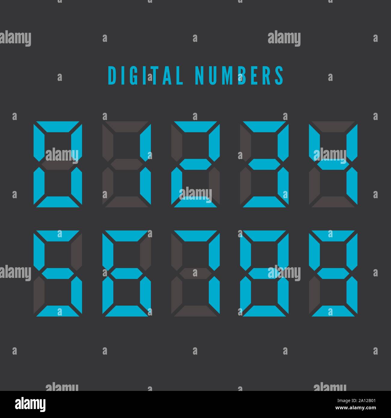 Color digital numbers set. Digital number font text. Vector illustration isolated on white background Stock Vector
