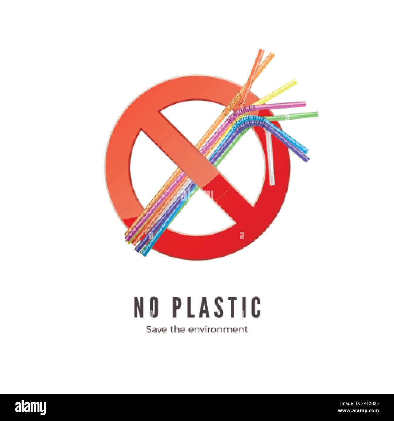 No Plastic Straws. Save environment banner. Protect nature icon. Vector illustration Stock Vector