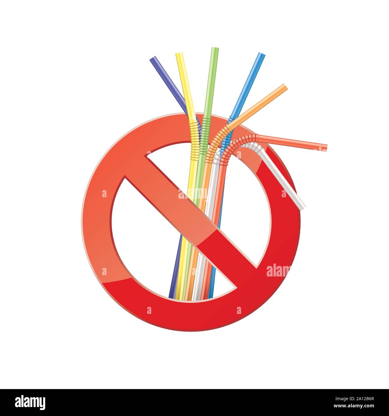 No Plastic Straws. Save environment banner. Protect nature icon. Vector illustration isolated on white background Stock Vector