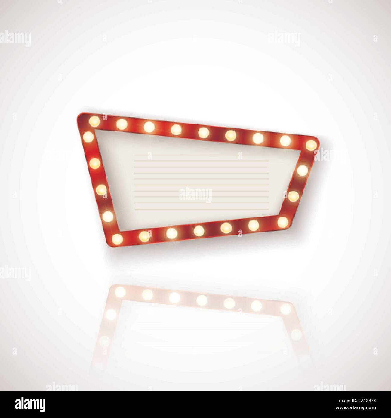 Retro Sign. Signboard with shiny lights and reflection. Vector illustration isolated on white background Stock Vector