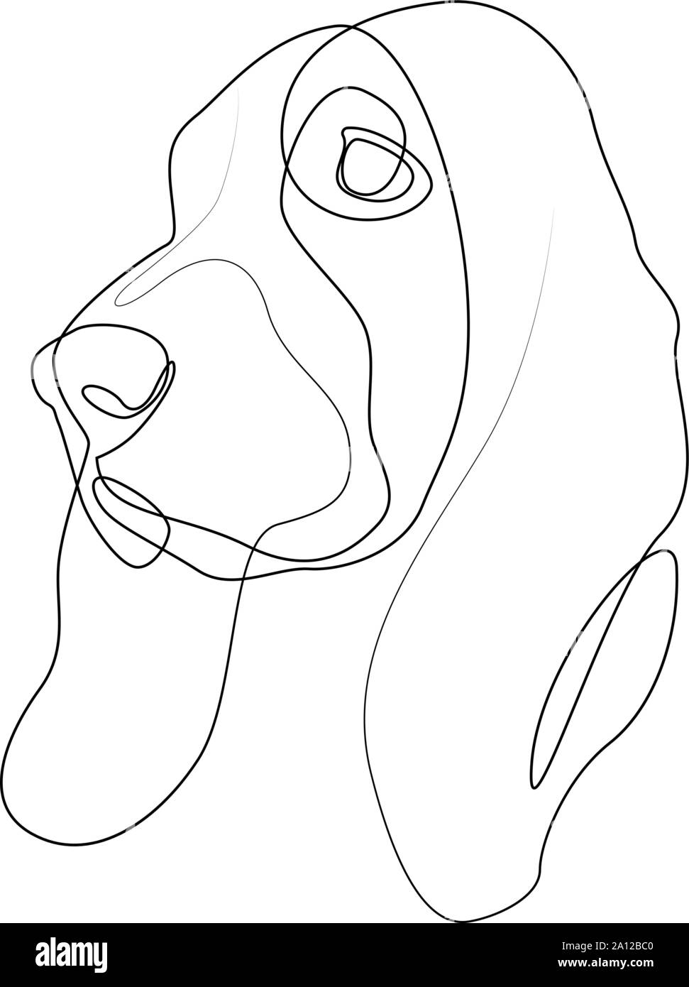Continuous line Basset Hound. Single line minimal style dog vector ...