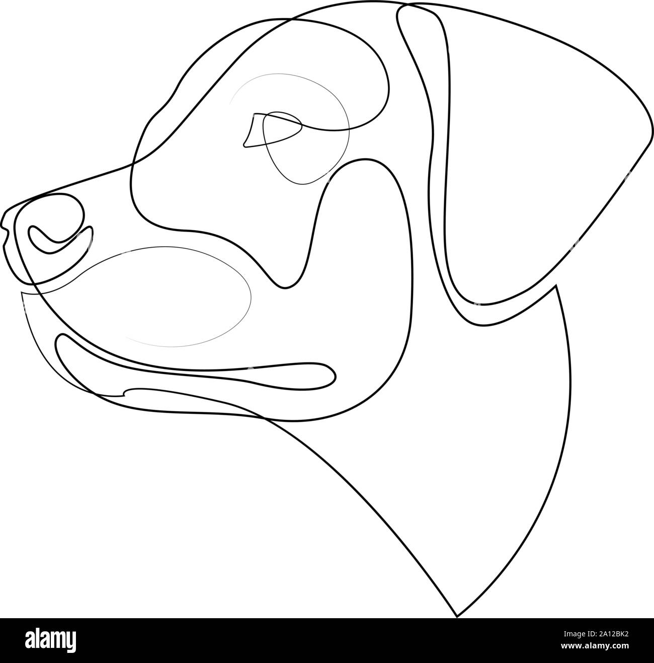 Continuous line Labrador Retriever. Single line minimal style Labrador dog vector illustration Stock Vector