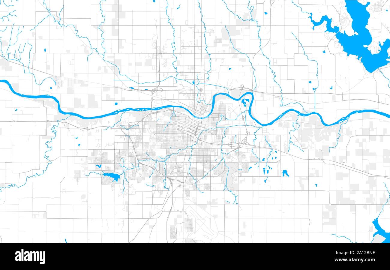 Rich detailed vector area map of Topeka, Kansas, USA. Map template for
