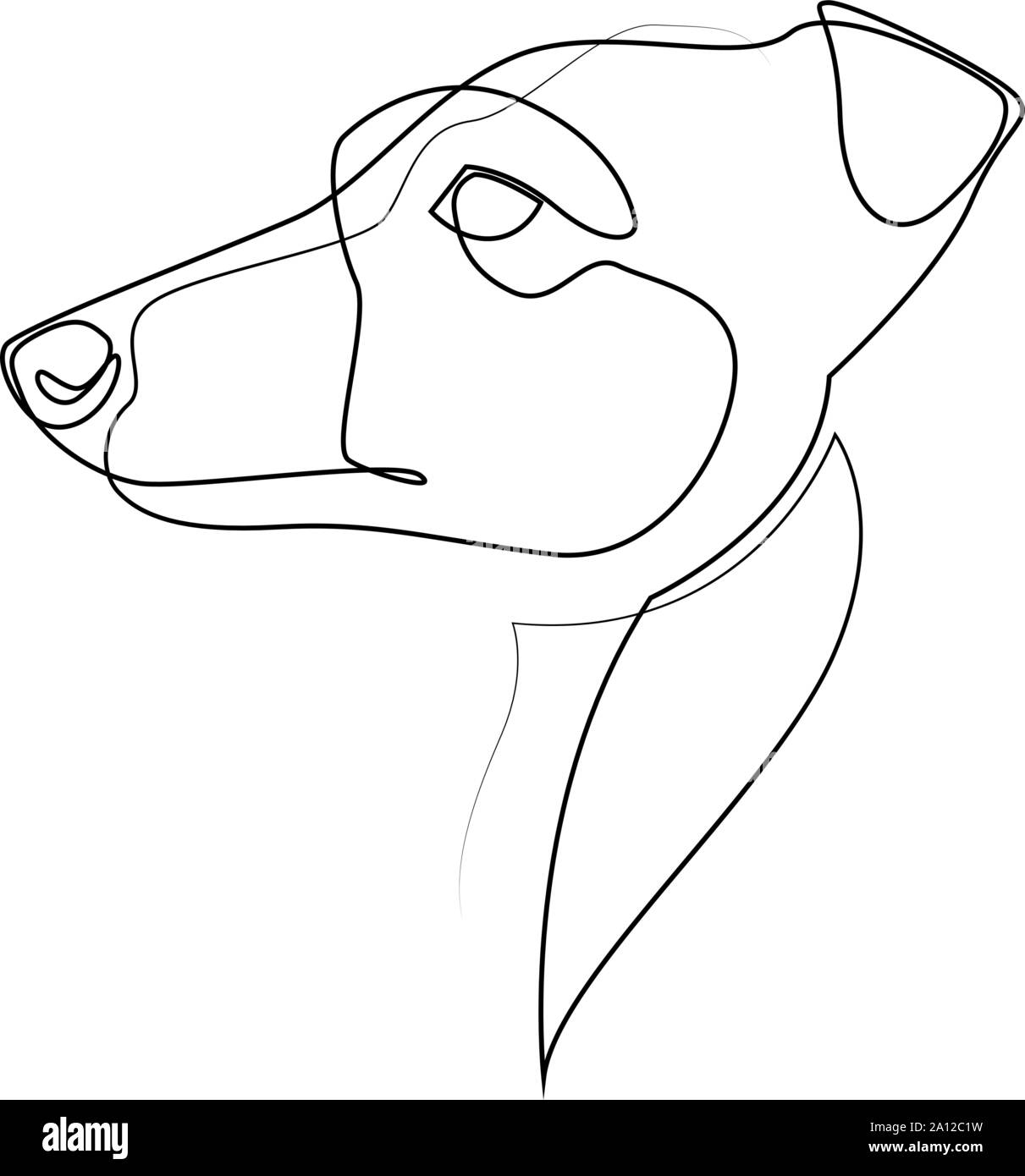 Continuous line Whippet. Single line minimal style English Whippet or Snap dog vector illustration Stock Vector