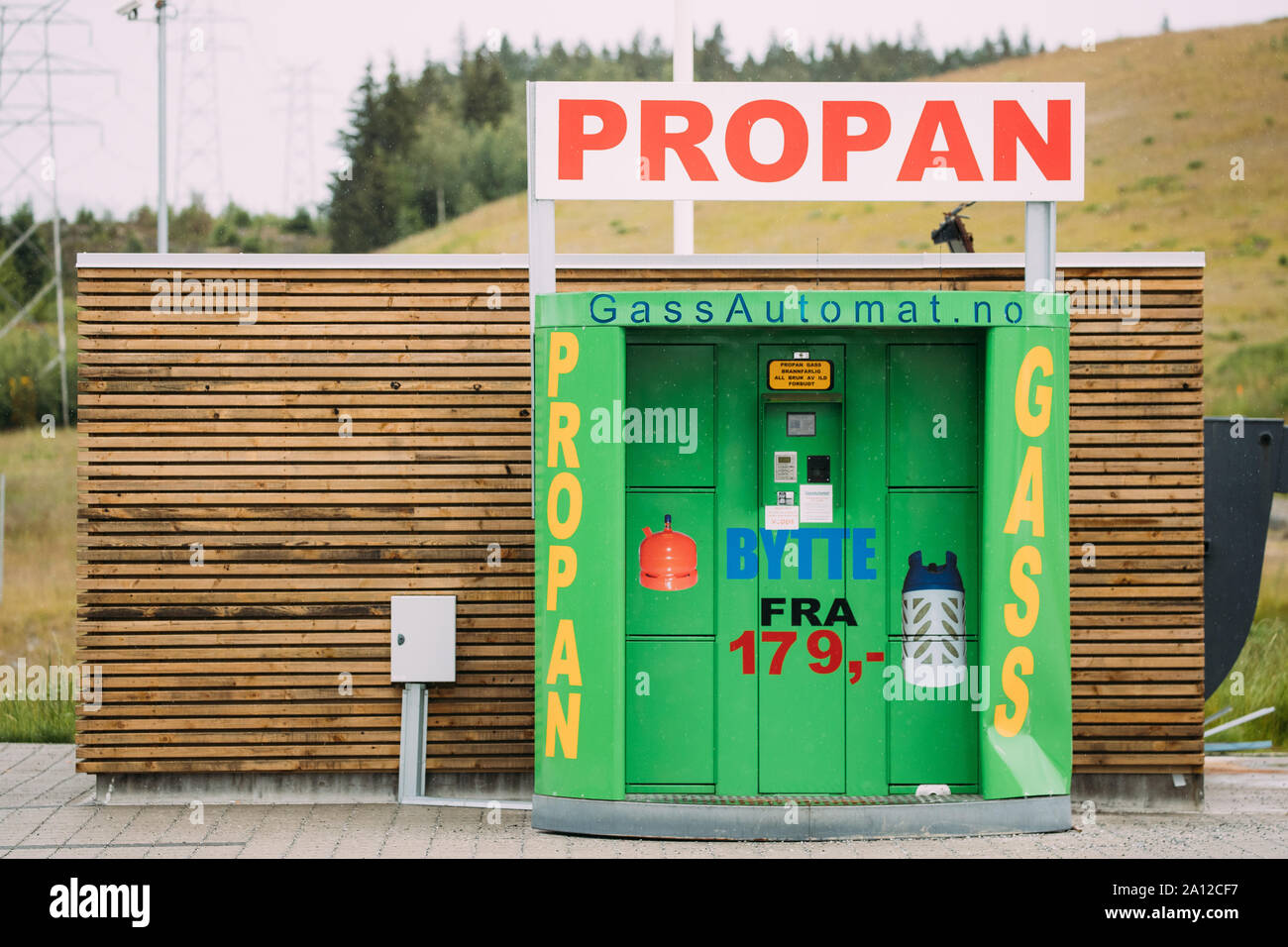 Oslo, Norway - June 25, 2019: Gas Propan Station With Tanks. Liquid propane gas station. LPG station. Stock Photo