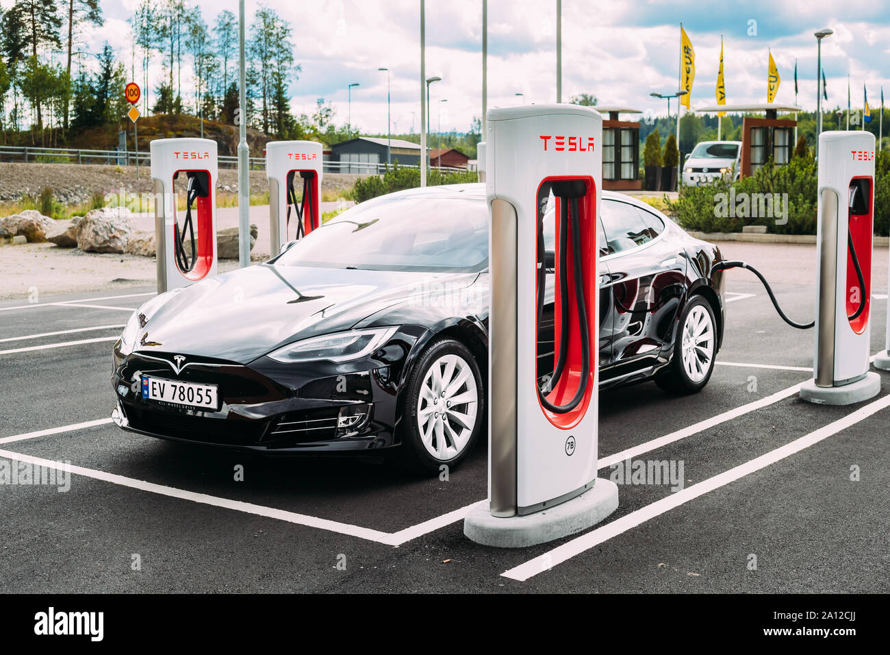 Tocksfors Sweden June 26 2019 Black Color Tesla Model S