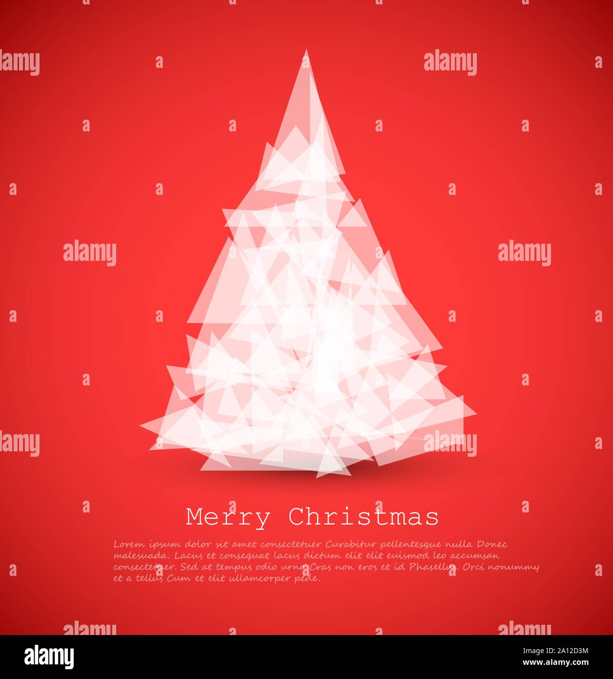 Vector modern card with abstract green christmas tree on a red ...