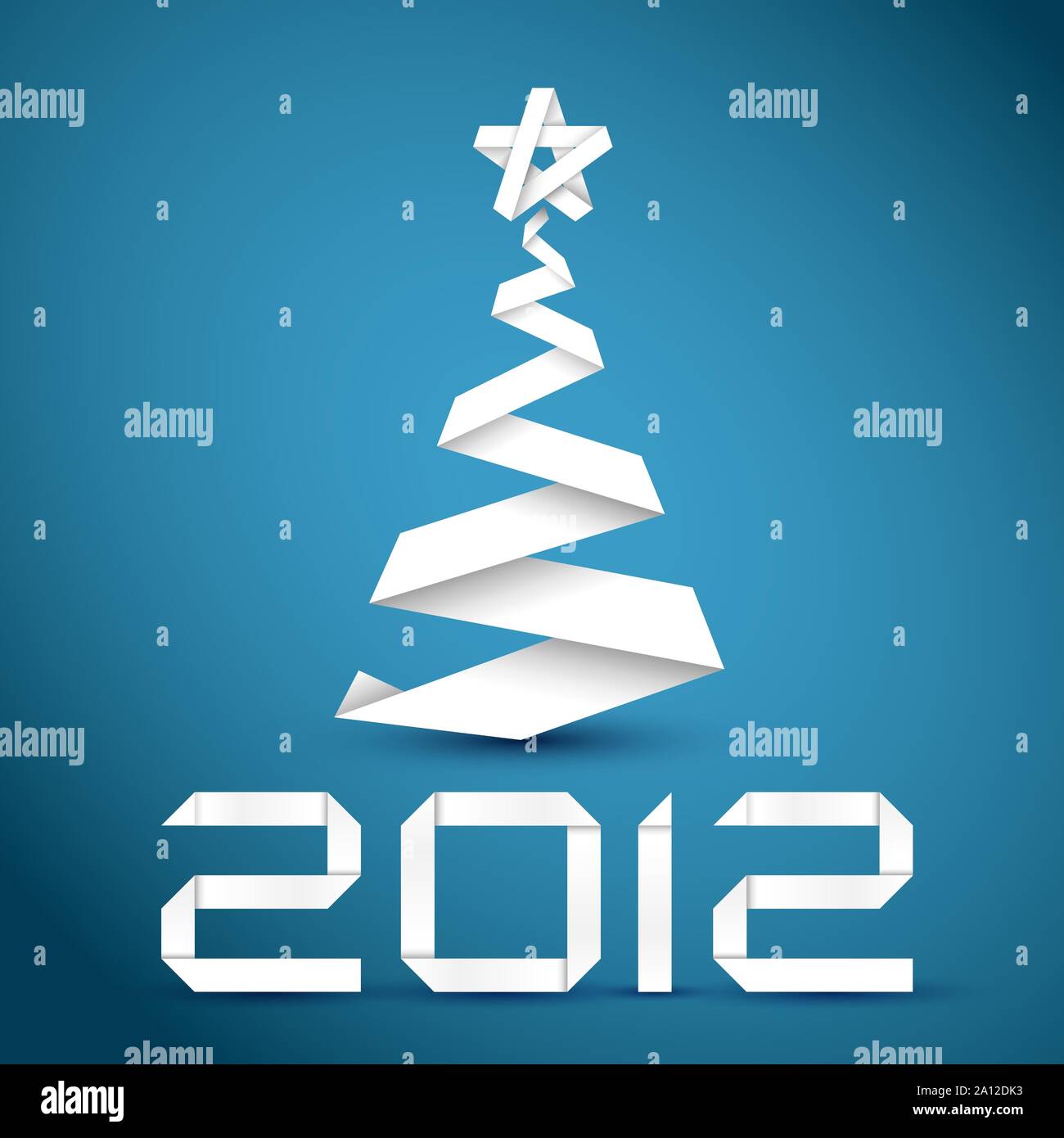 Simple vector christmas tree made from white paper stripe - original ...