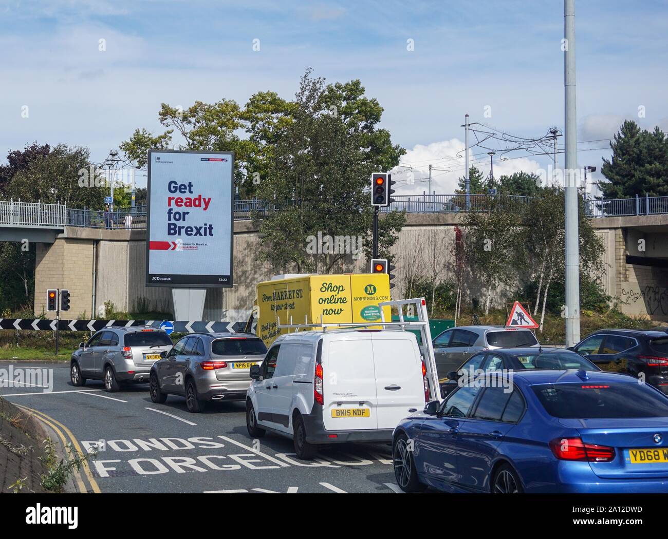 Sheffield , UK. 23 SEPTEMBER, 2019.A 'Get ready for Brexit' billboard, is pictured as a  part of a huge government campaign in Park Lane , in Sheffield , England on 23 September 2019. (Photo by Ioannis Alexopoulos / Alamy Live News) Stock Photo