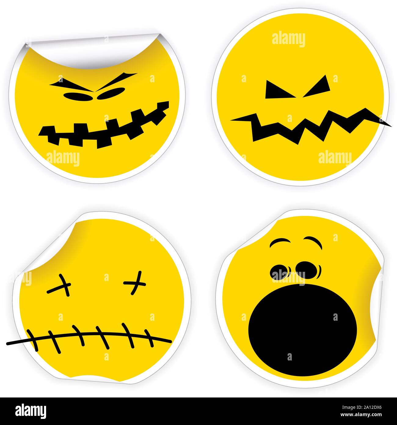 Set of Halloween yellow labels with various smiles Stock Vector Image ...