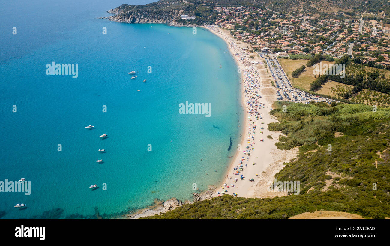 Drone view of Sardinia Beach Stock Photo