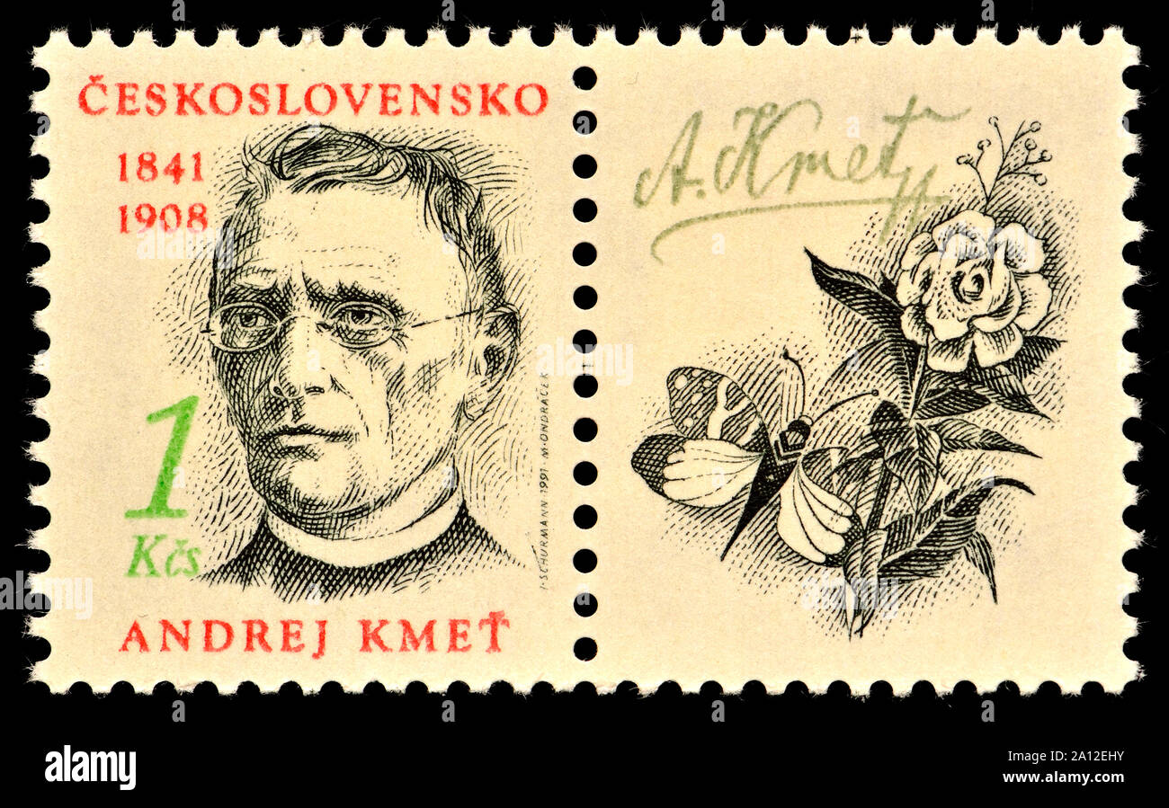 Czechoslovakian postage stamp (1991): Andrej Kmet (1841-1908) Botanist Stock Photo