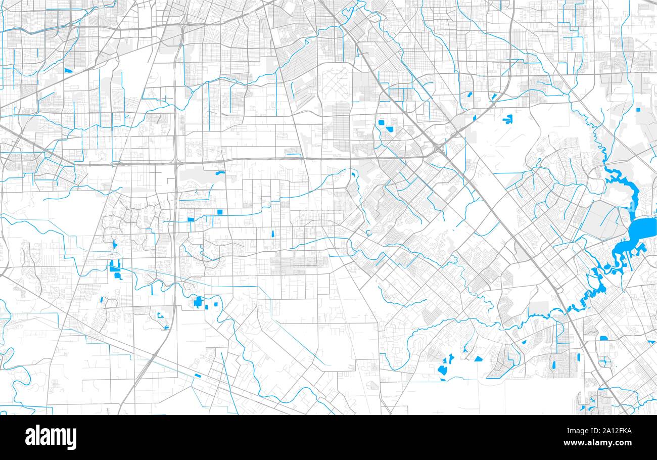 Rich detailed vector area map of Pearland, Texas, USA. Map template for