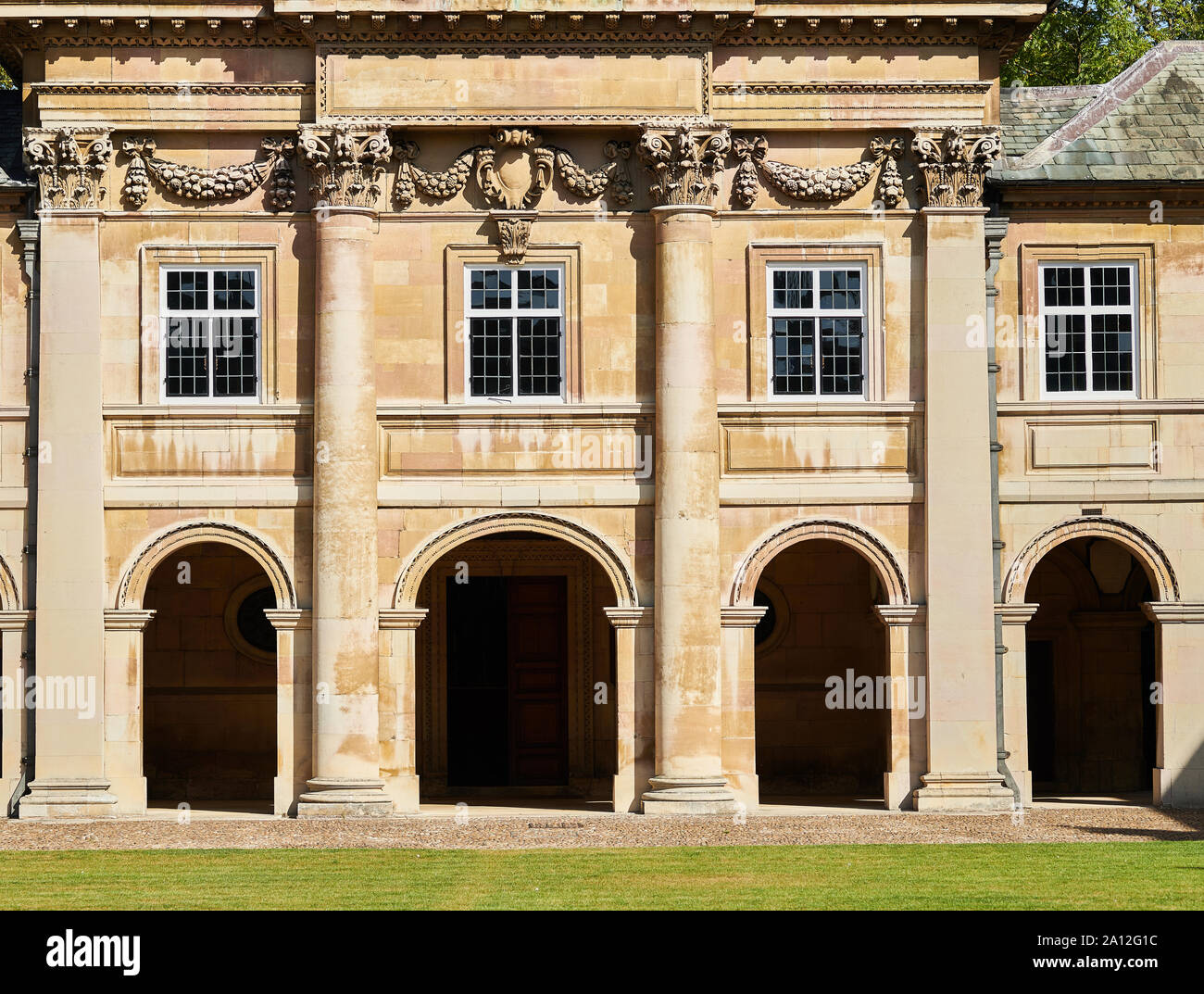 Chapel facade of Emmanuel college, university of Cambridge, England. Stock Photo