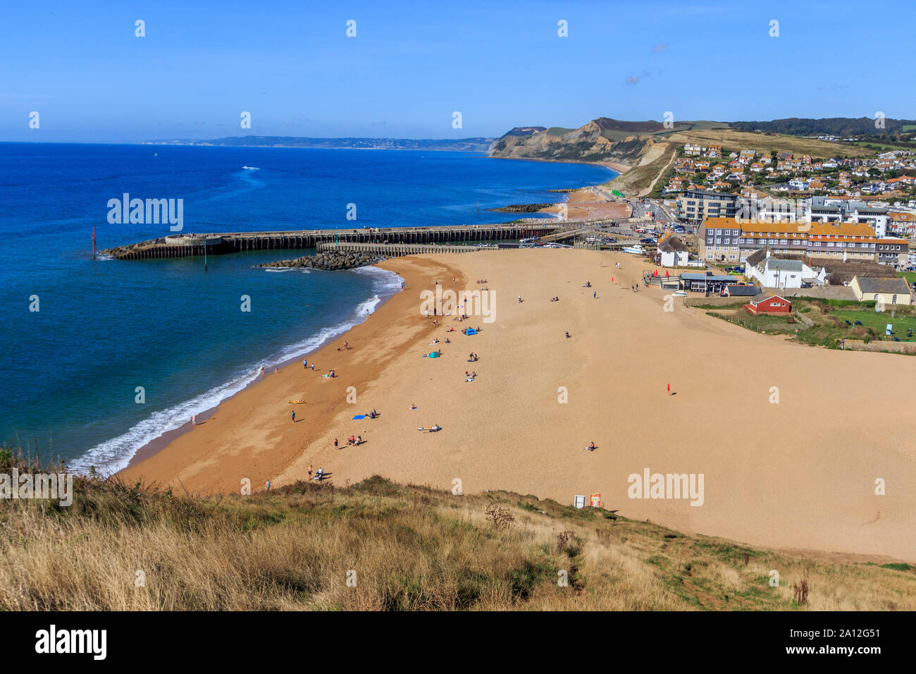 west bay coast resort, jurassic coast, crumbling sandstone cliffs