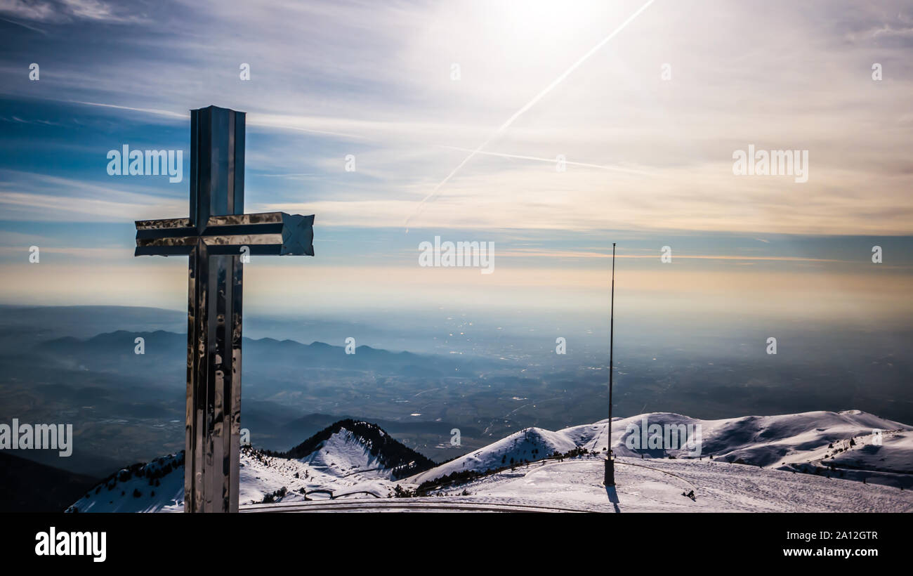 Drone view of Cima Grappa in north of Italy Stock Photo