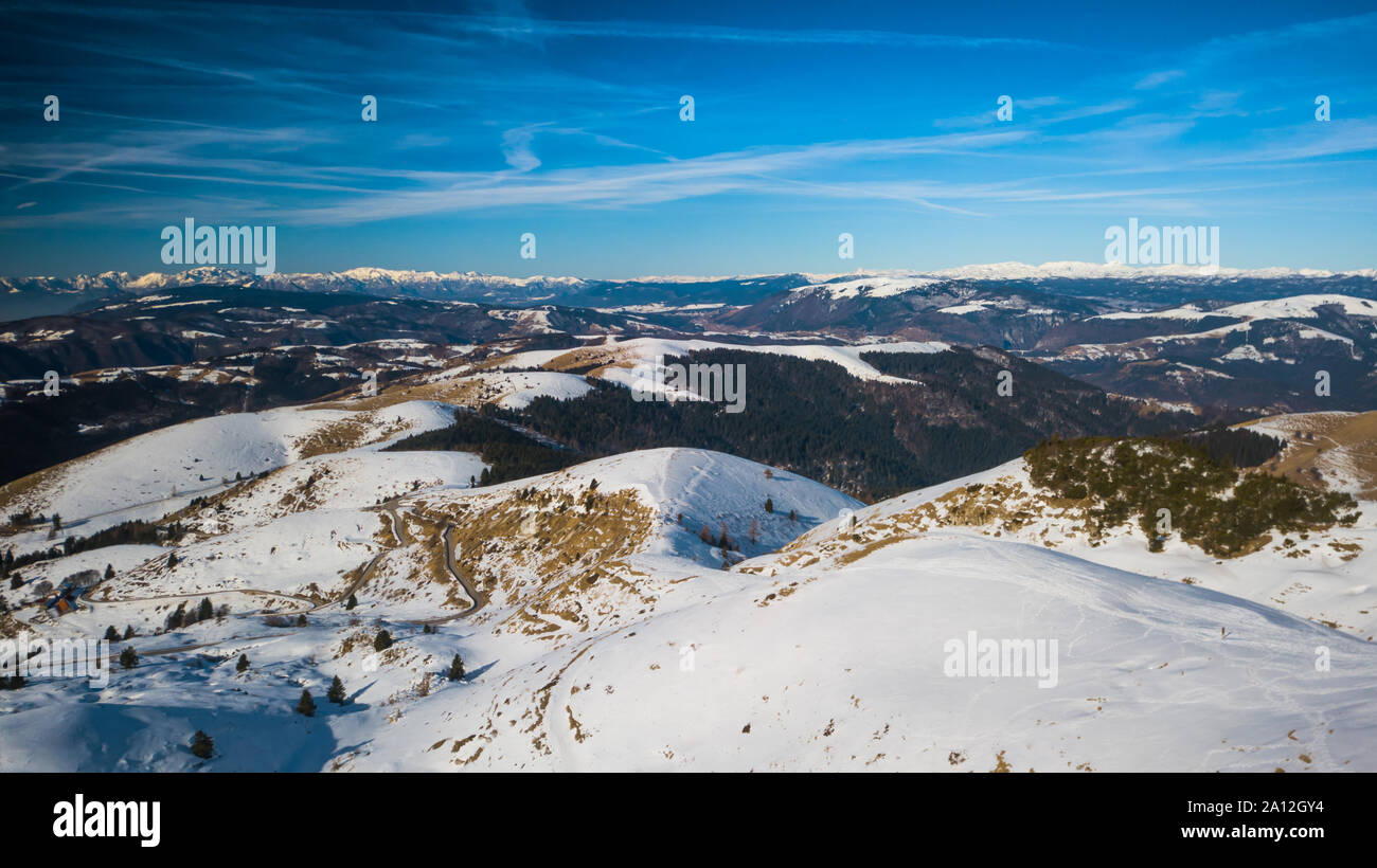 Drone view of Cima Grappa in north of Italy Stock Photo