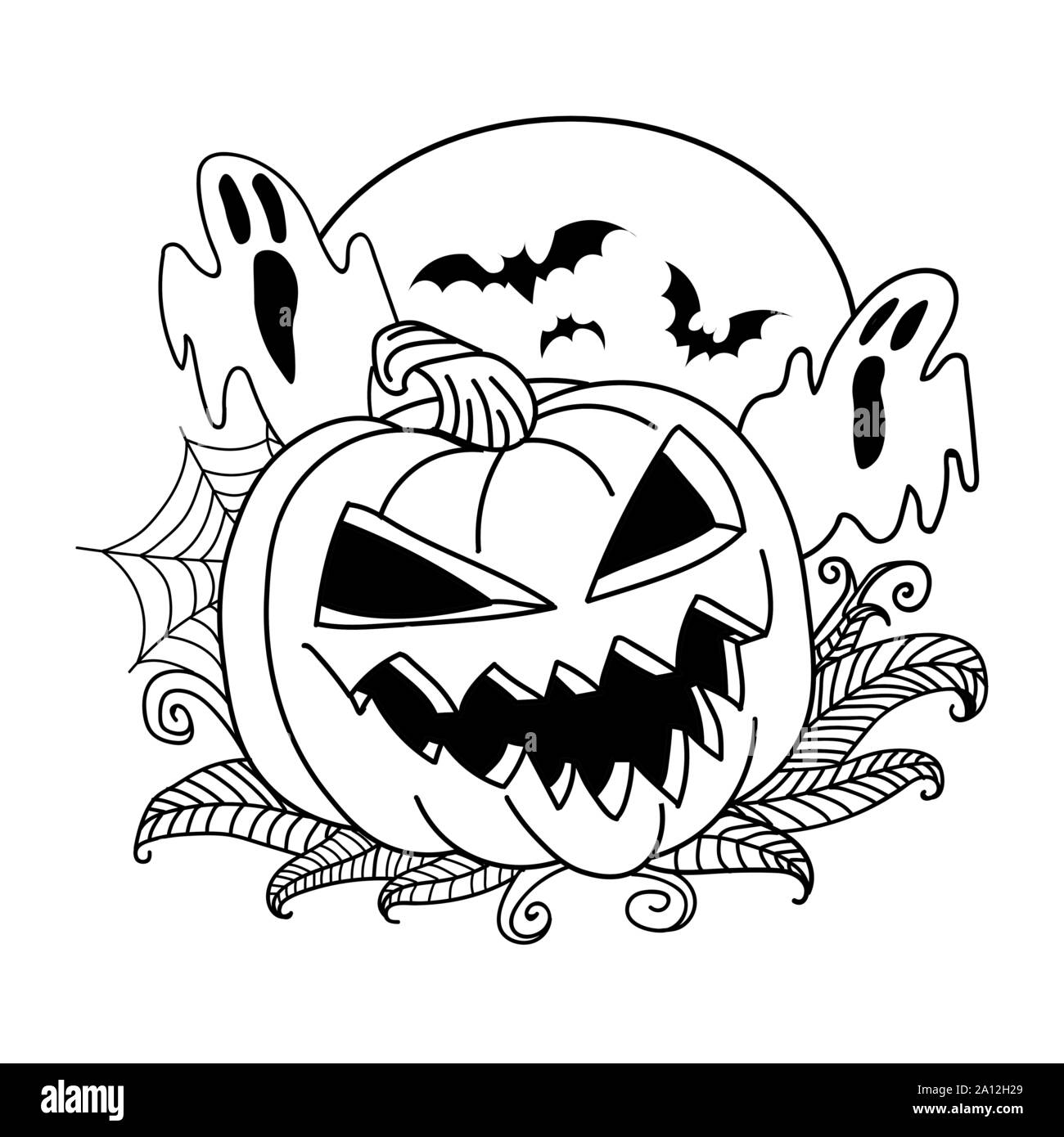 Pumpkin vector drawing. Isolated outline pumpkin halloween. Hand drawn  harvest illustration. Happy Halloween. sketch pumpkin with haunted, bats,  spide Stock Vector Image & Art - Alamy