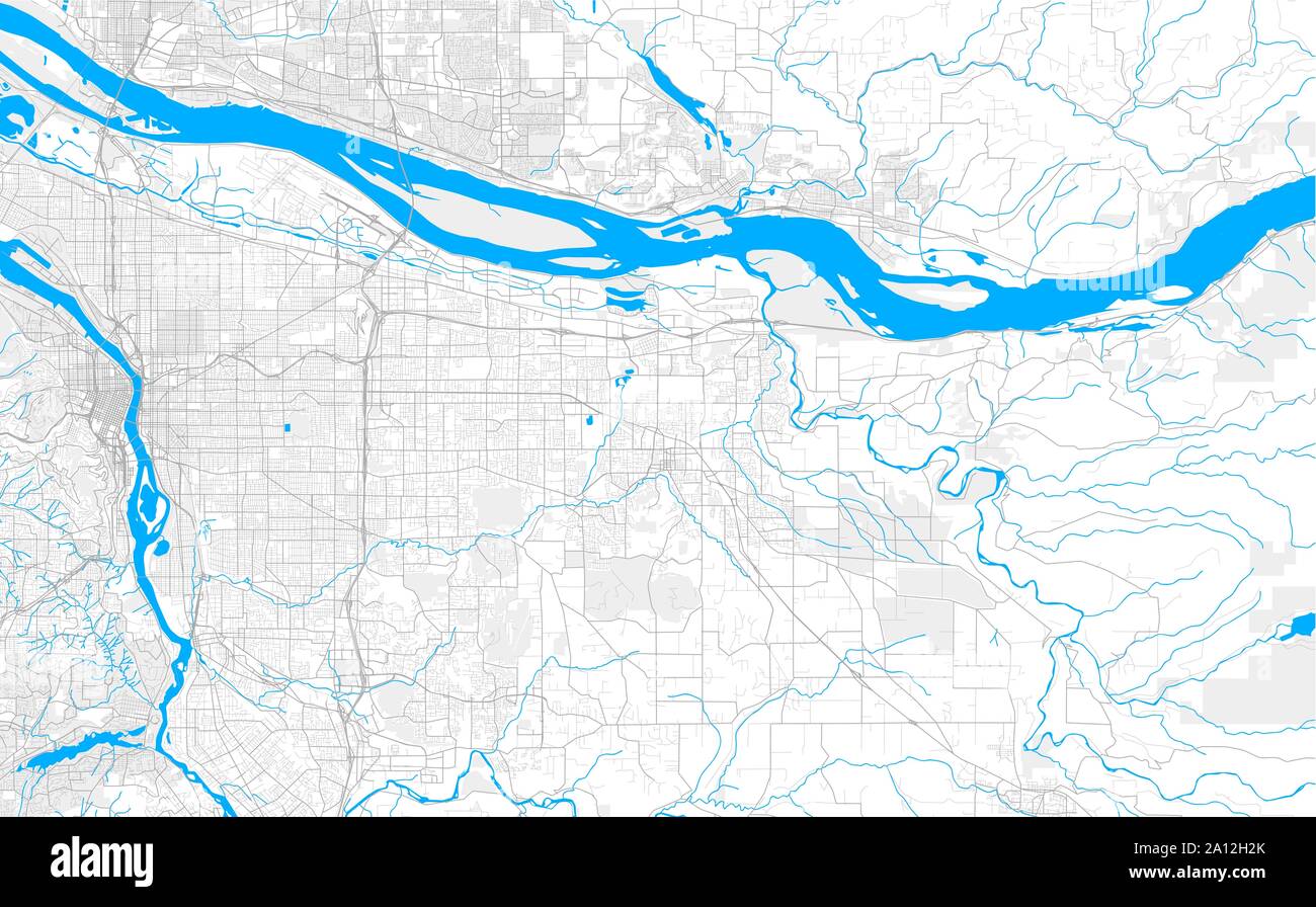 Rich detailed vector area map of Gresham, Oregon, USA. Map template for