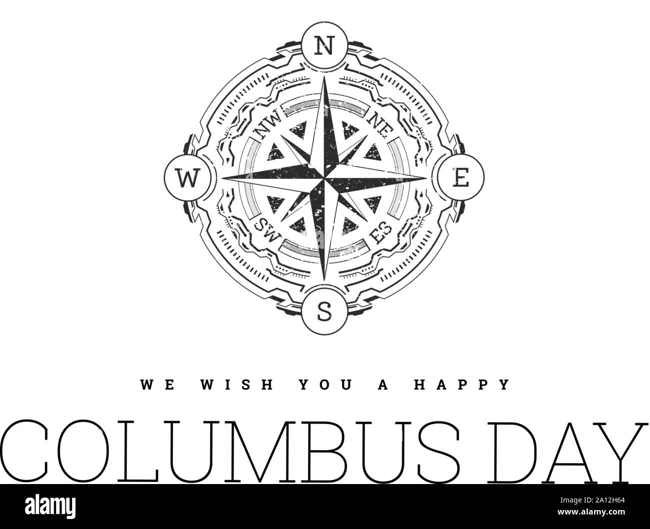 Congratulations on the Columbus day with compass on white background Stock Vector