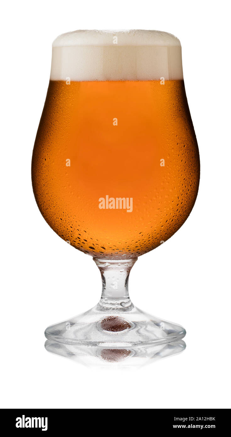 Isolated image of a refreshing glass of traditional ale, in a schooner glass, with condensation Stock Photo