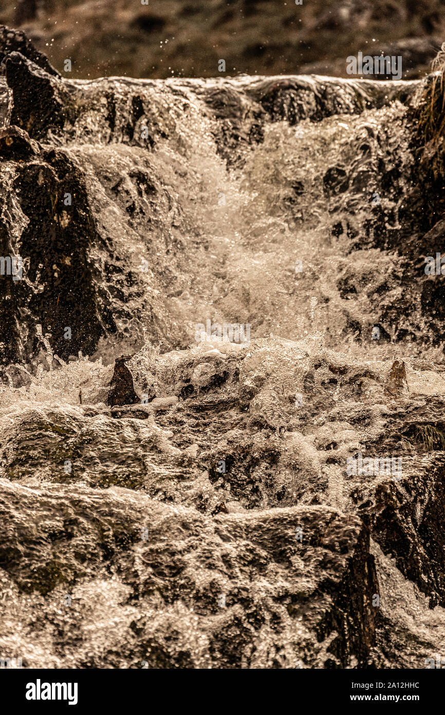 Caiston Beck Waterfalls, below High Hartsop Dodd and Middle Dodd, Lake District, Cumbria, England Stock Photo