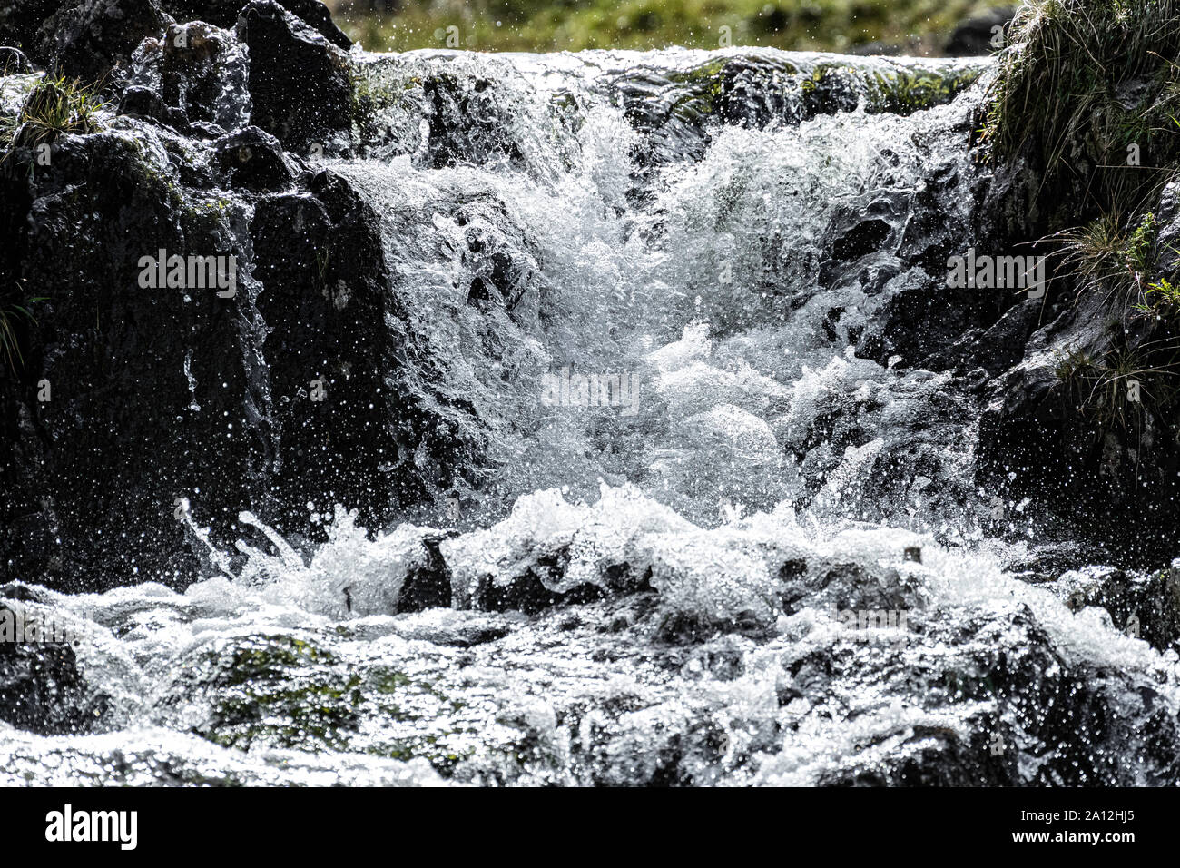 Caiston Beck Waterfalls, below High Hartsop Dodd and Middle Dodd, Lake District, Cumbria, England Stock Photo
