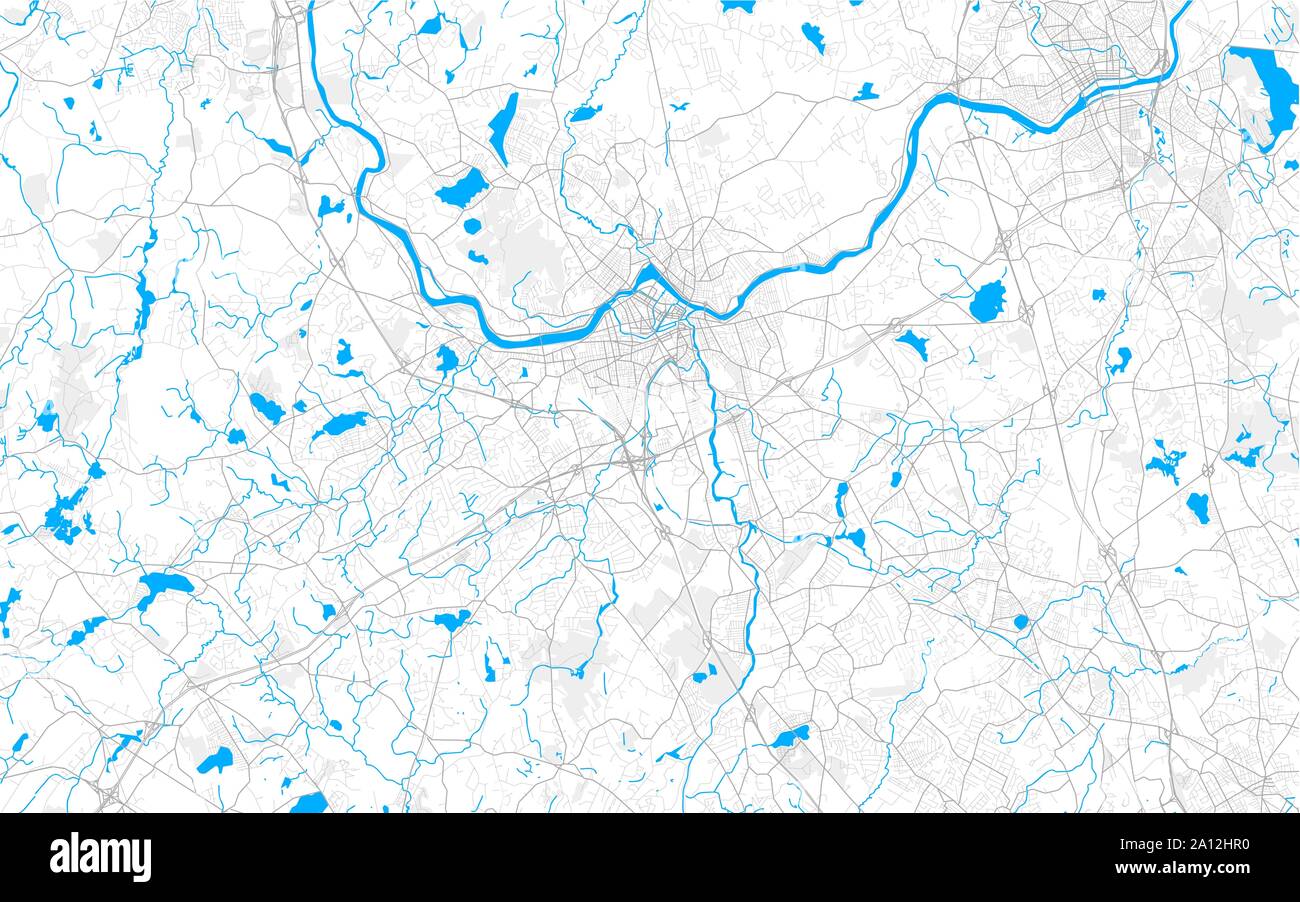 Rich detailed vector area map of Lowell, Massachusetts, USA. Map