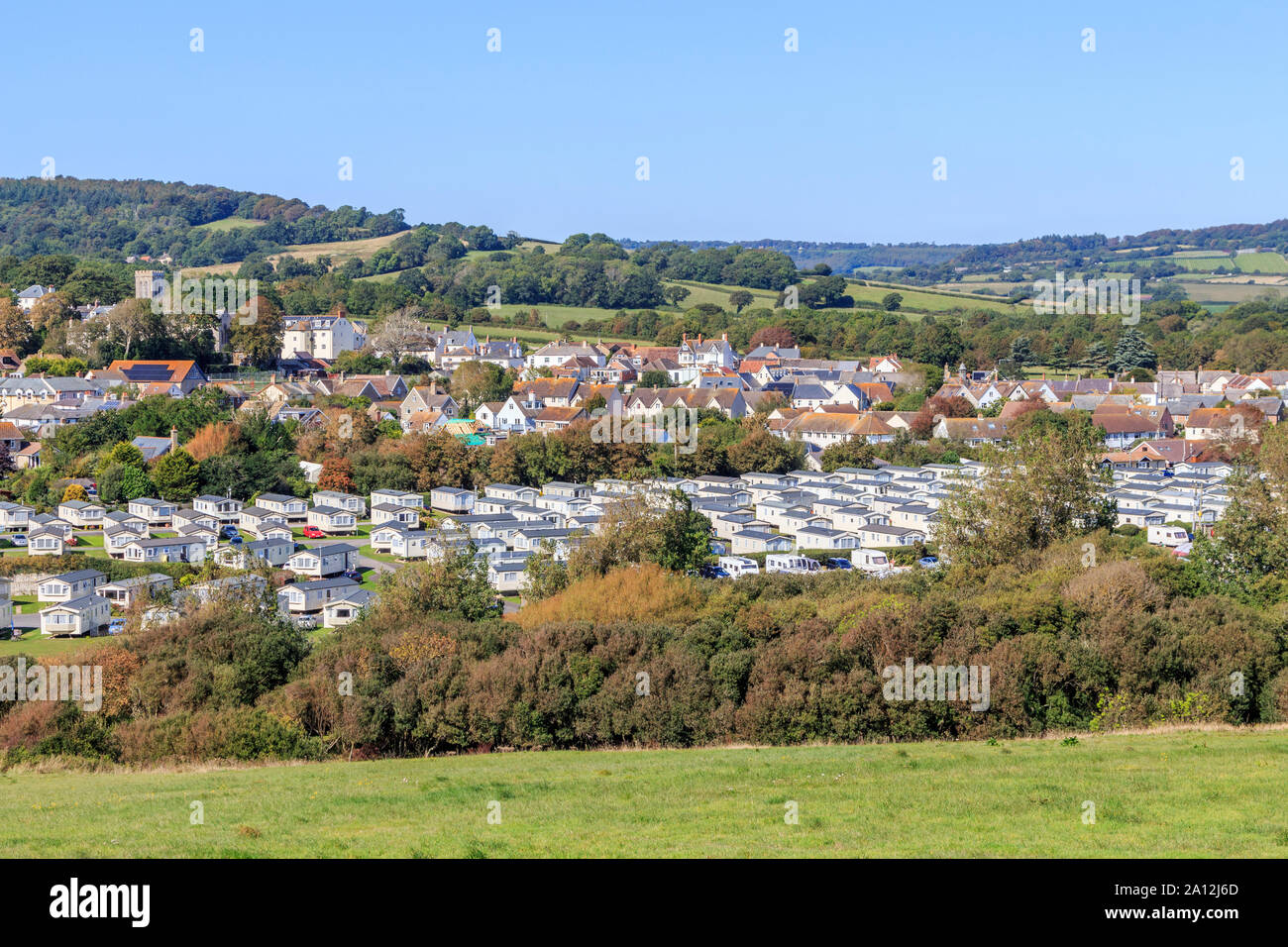 charmouth seaside resort, crumbling cliff strata, fossil hunting, south coast, long distance footpath,dorset, england, uk, gb Stock Photo