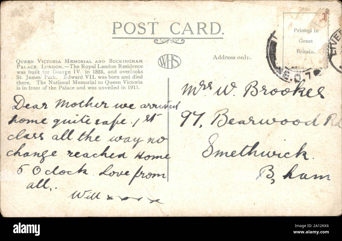 Backside of the vintage postcard Stock Photo