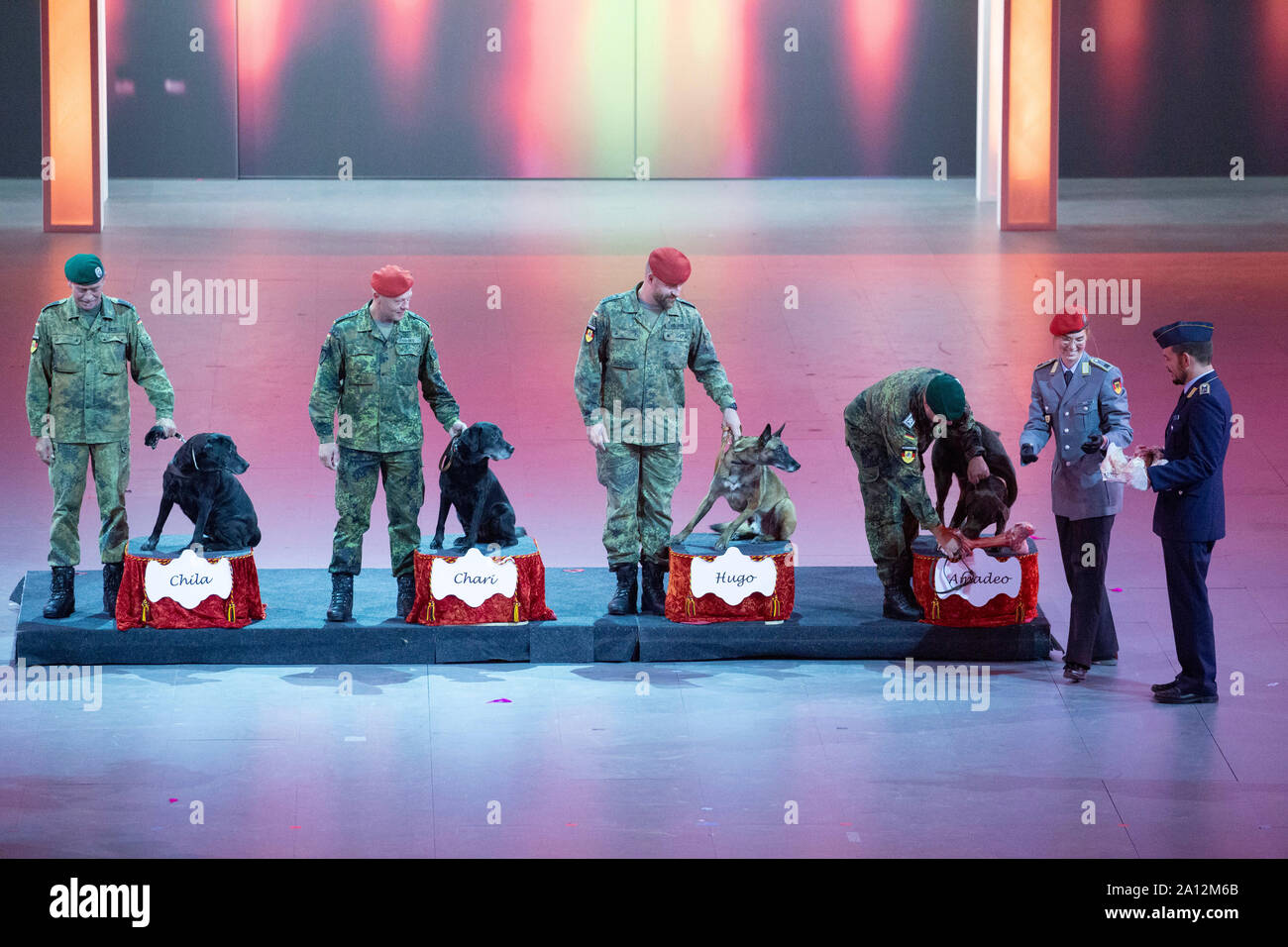 Schule für Diensthundewesen der Bundeswehr beim Musikfest der Bundeswehr, Internationales Militär Tattoo im ISS Dome. Düsseldorf, 21.09.2019 Stock Photo